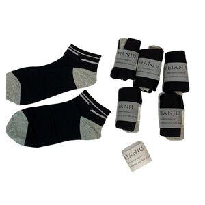 Meianju No Show Socks Mens Black / Grey Low Cut Loafer Sneaker Socks  - 6 Pairs